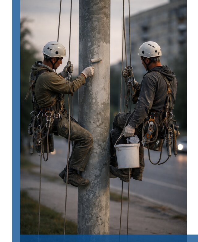Покраска опор освещения и антикоррозийная защита в Юрге
