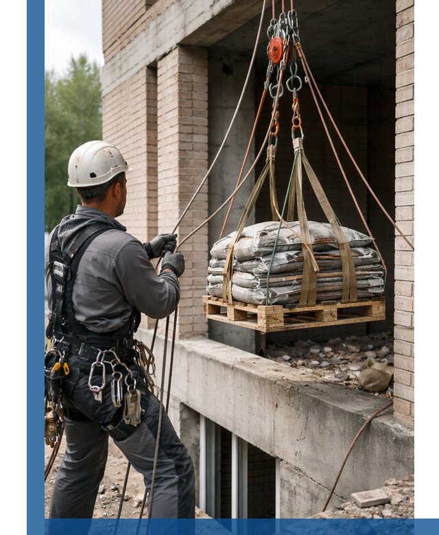 Подъем материалов на этаж веревками в Юрге оперативно