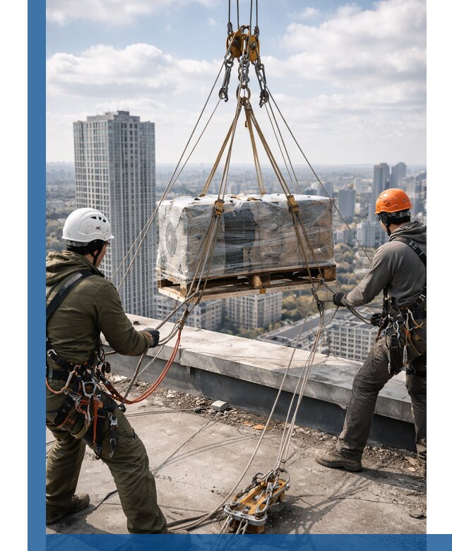 Подъем и монтаж крупногабаритных грузов на крышу в Юрге