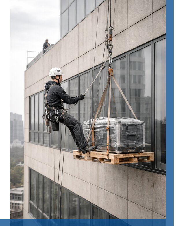 Спуск груза по фасаду в Юрге от 3744 р. | ВЫСОТНИК-Юрг