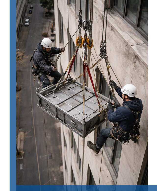 Спуск и подъем грузов по фасаду в Юрге для зданий