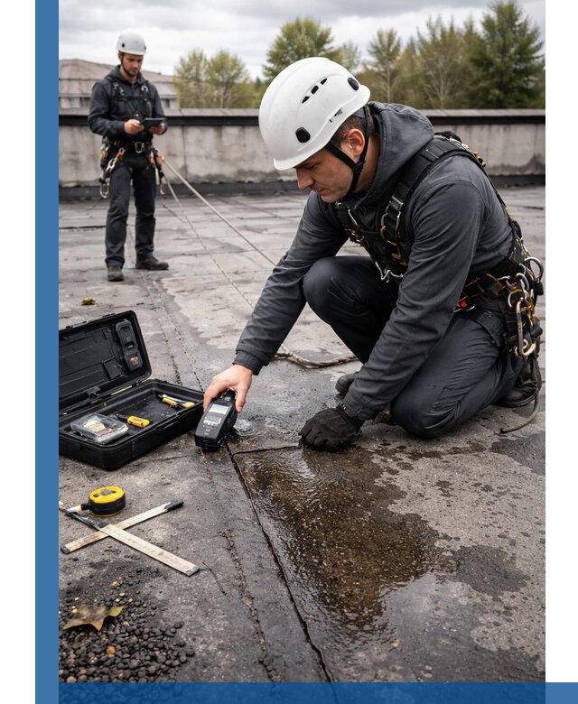 Обследование кровли на протечки и выявление дефектов в Юрге