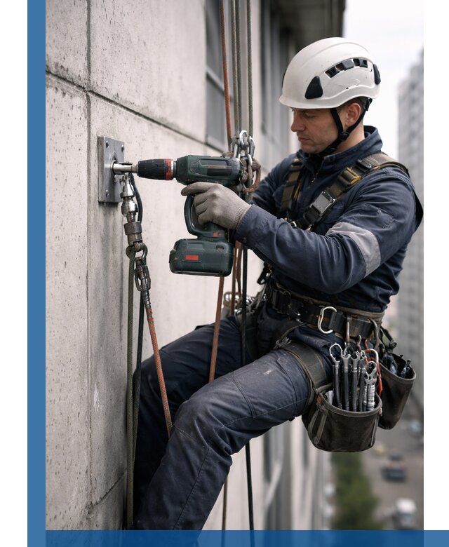 Установка анкерных точек для высотных работ в Юрге