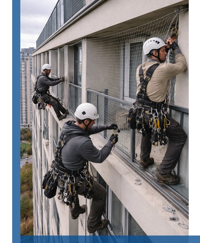 Профессиональный монтаж защитной сетки от птиц в Юрге